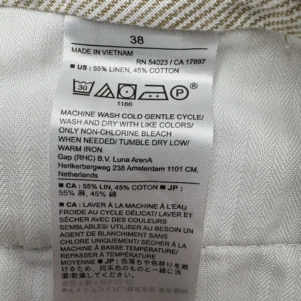 Banana Republic Men's 38‎ Beige Striped Linen Blend Slash Pocket Chino Shorts